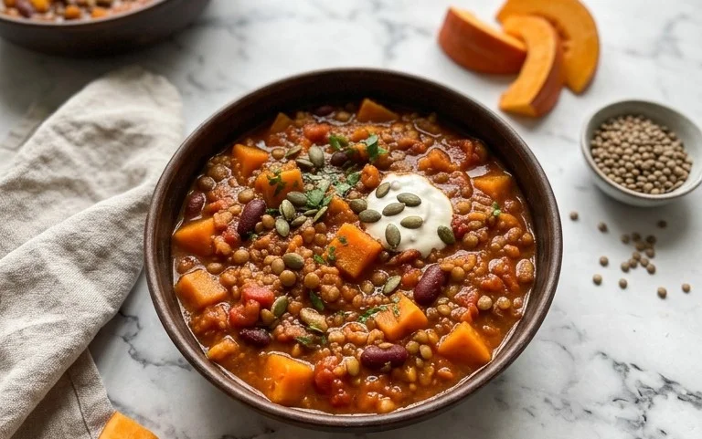 Veganes Kürbis-Linsen-Chili: Herzhaft und aromatisch