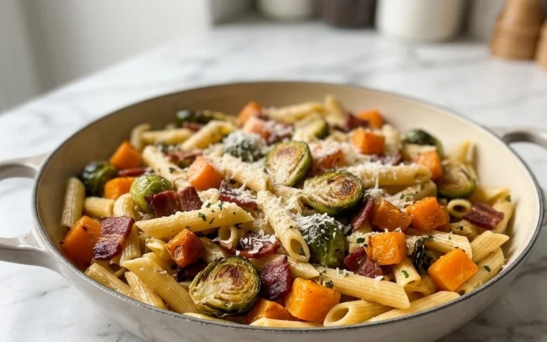 Beef Bacon Rosenkohl Kürbis Pasta: Herzhaftes Rezept
