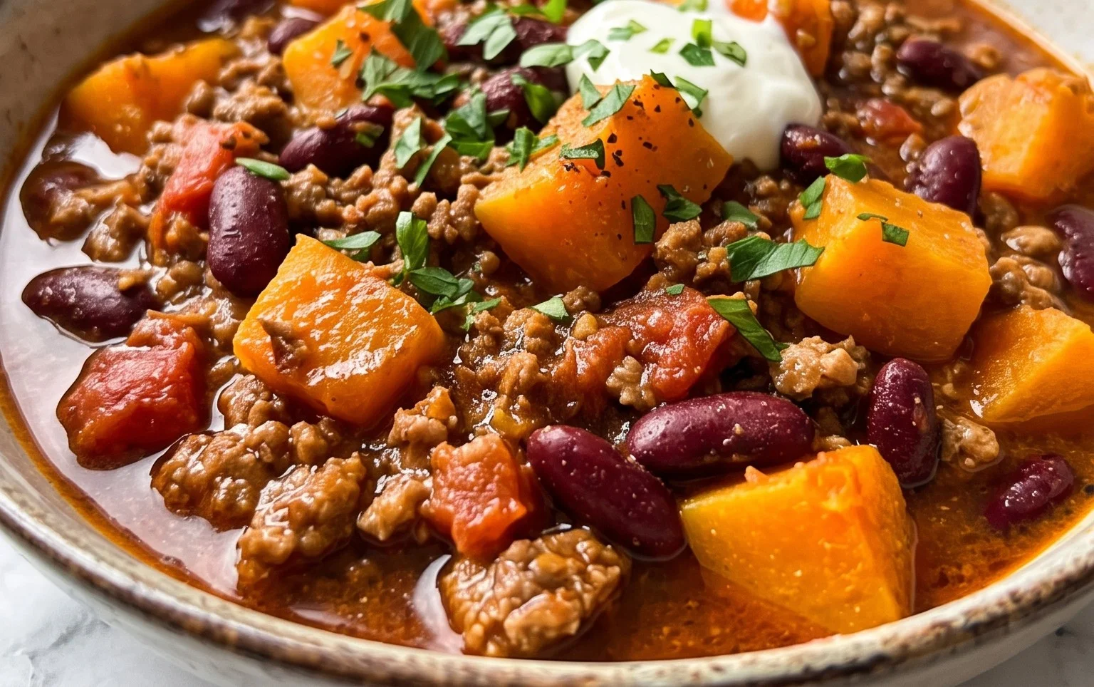 Kürbis-Chili mit Hackfleisch