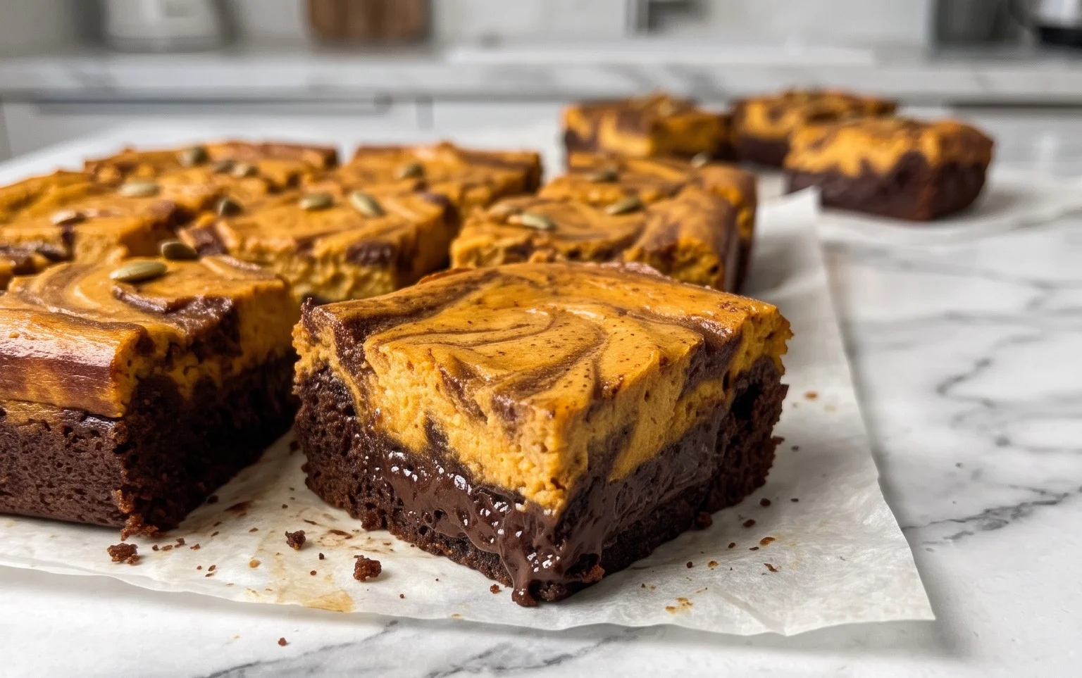 Vegane Kürbis Cheesecake Brownies: Fudgy & Cremig