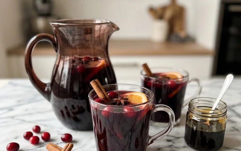 Cranberry Molasses Mulled Grape Juice: Warmes Wintergetränk